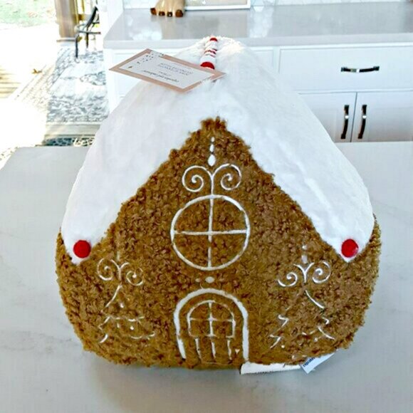 NEW! LARGE GINGERBREAD House CHRISTMAS PILLOW DECOR - Picture 1 of 6